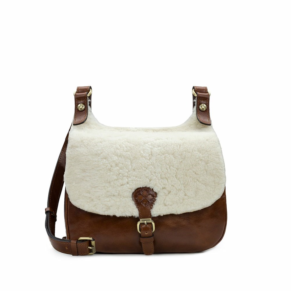 Beige Women\'s Patricia Nash London Saddle Bag Crossbody Bags | 12497KPES