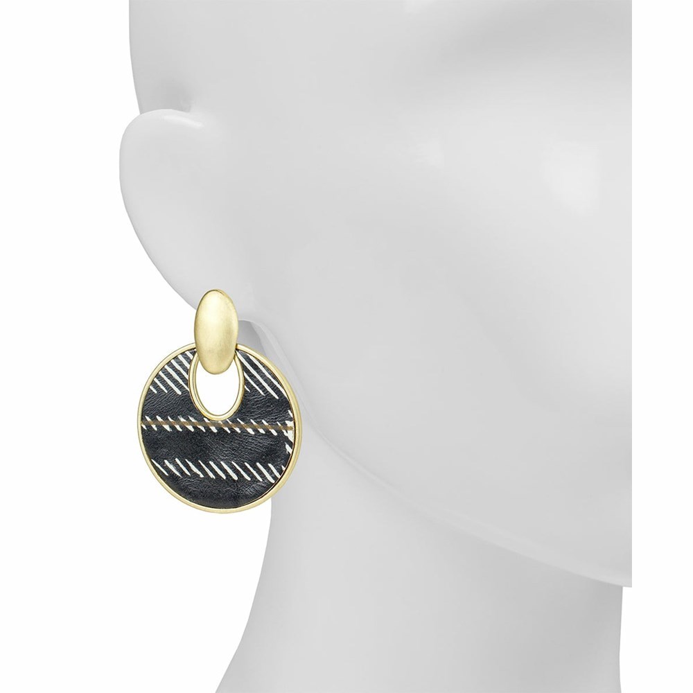 Black White Women's Patricia Nash Simone Doorknocker Earrings | 72586EKHB