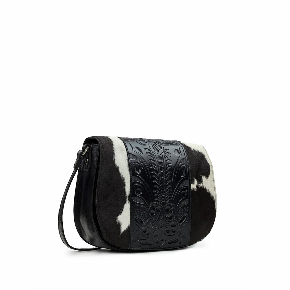 Black Women's Patricia Nash Baylee Saddle Bag Crossbody Bags | 05731FGWY