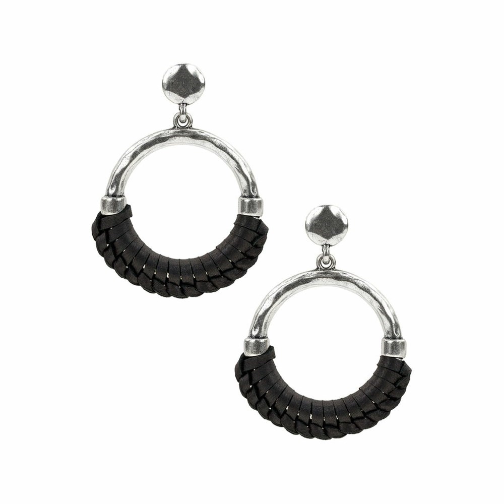 Black Women\'s Patricia Nash Margaux Doorknocker Earrings | 27451PMBO