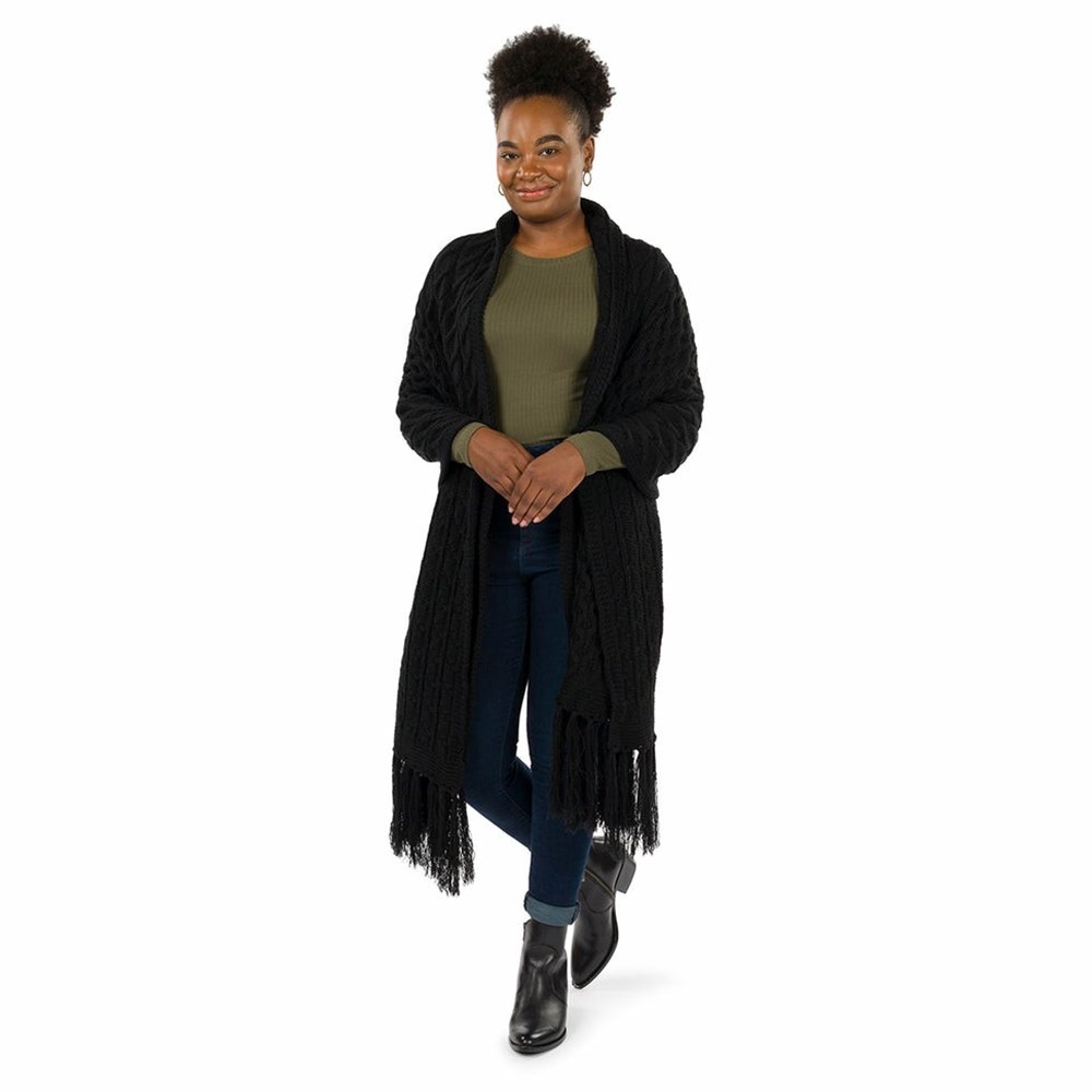 Black Women\'s Patricia Nash Oversize Knit Cable Scarf Knitwear | 16728RCBS