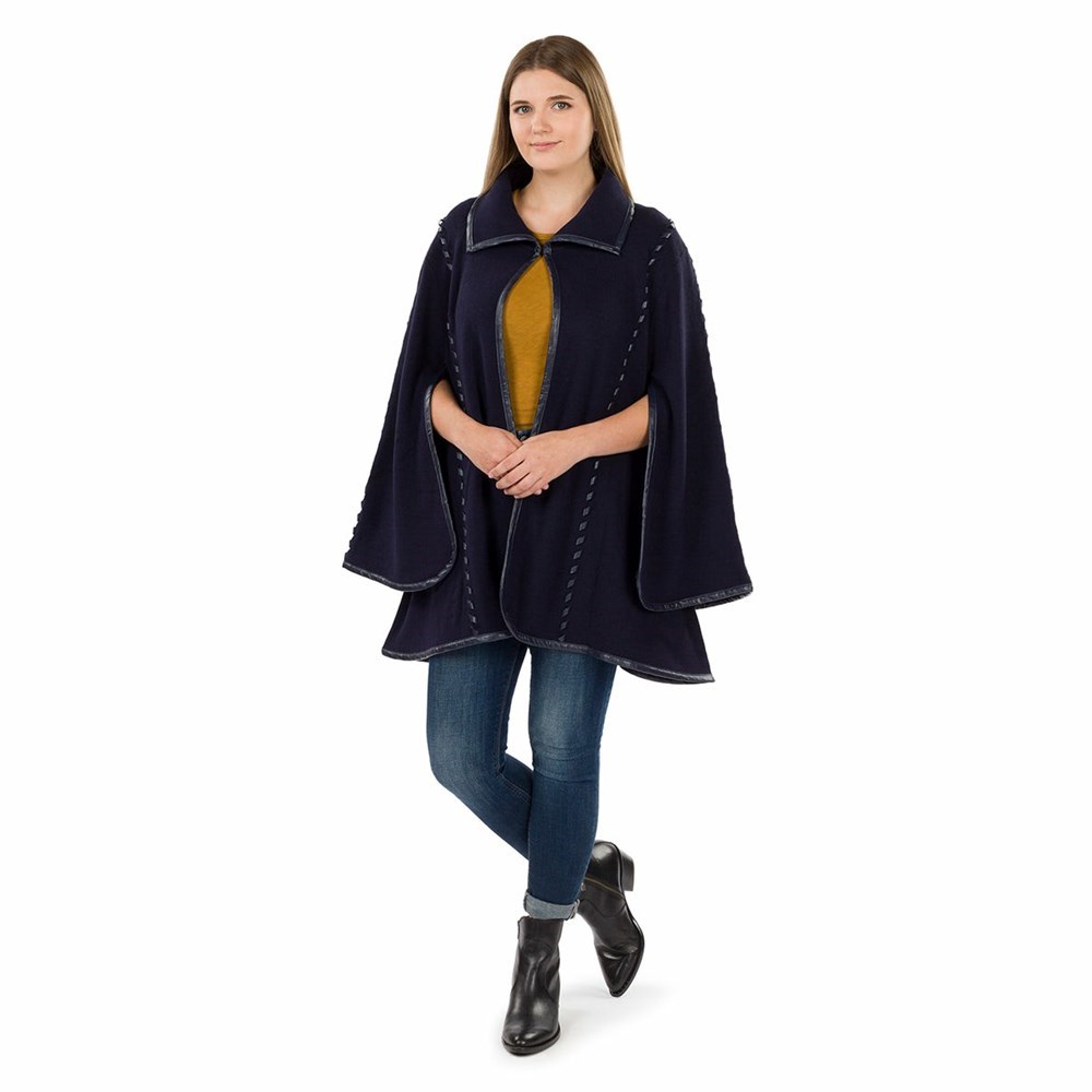 Black Women's Patricia Nash Sleeved Cape Knitwear | 46592IHWV