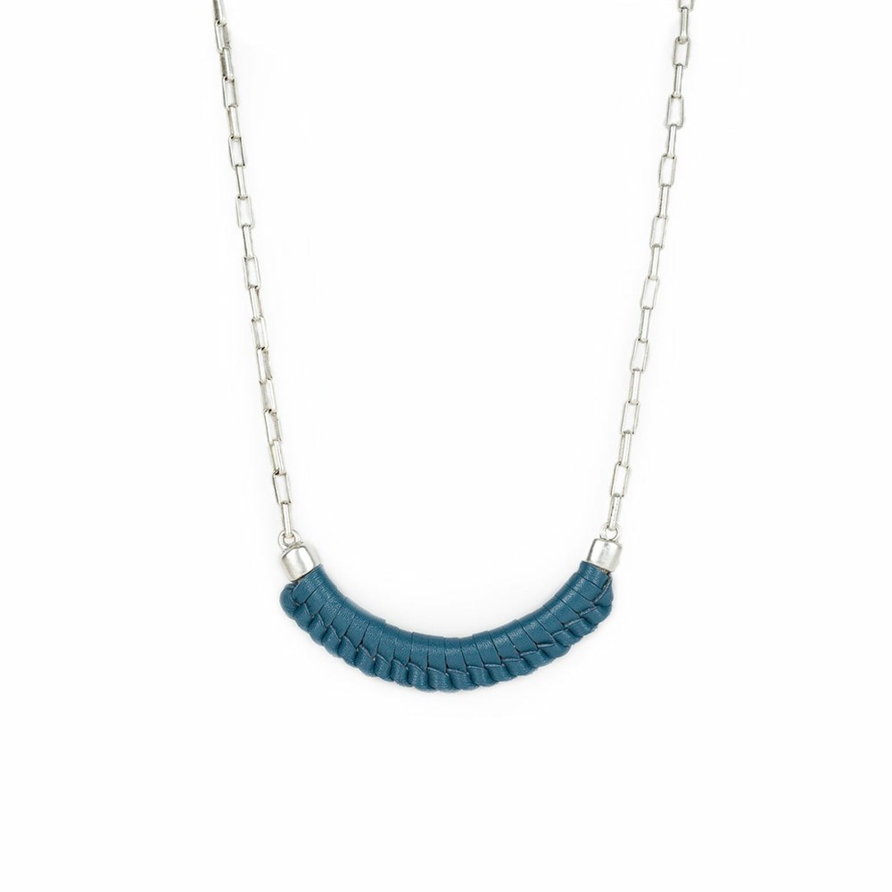 Blue Women's Patricia Nash Arianna Wrapped Crescent Necklaces | 25497IJVB