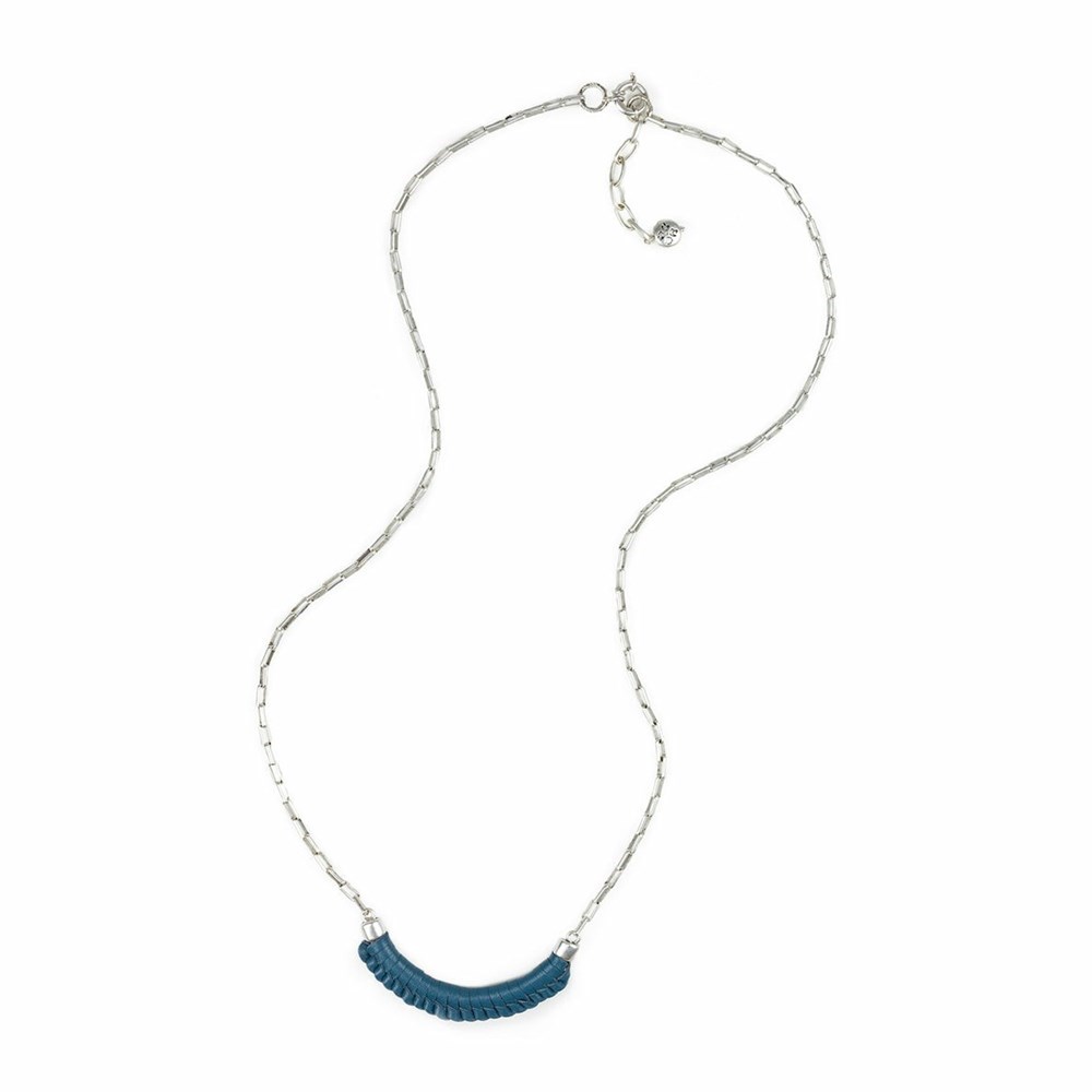 Blue Women's Patricia Nash Arianna Wrapped Crescent Necklaces | 25497IJVB