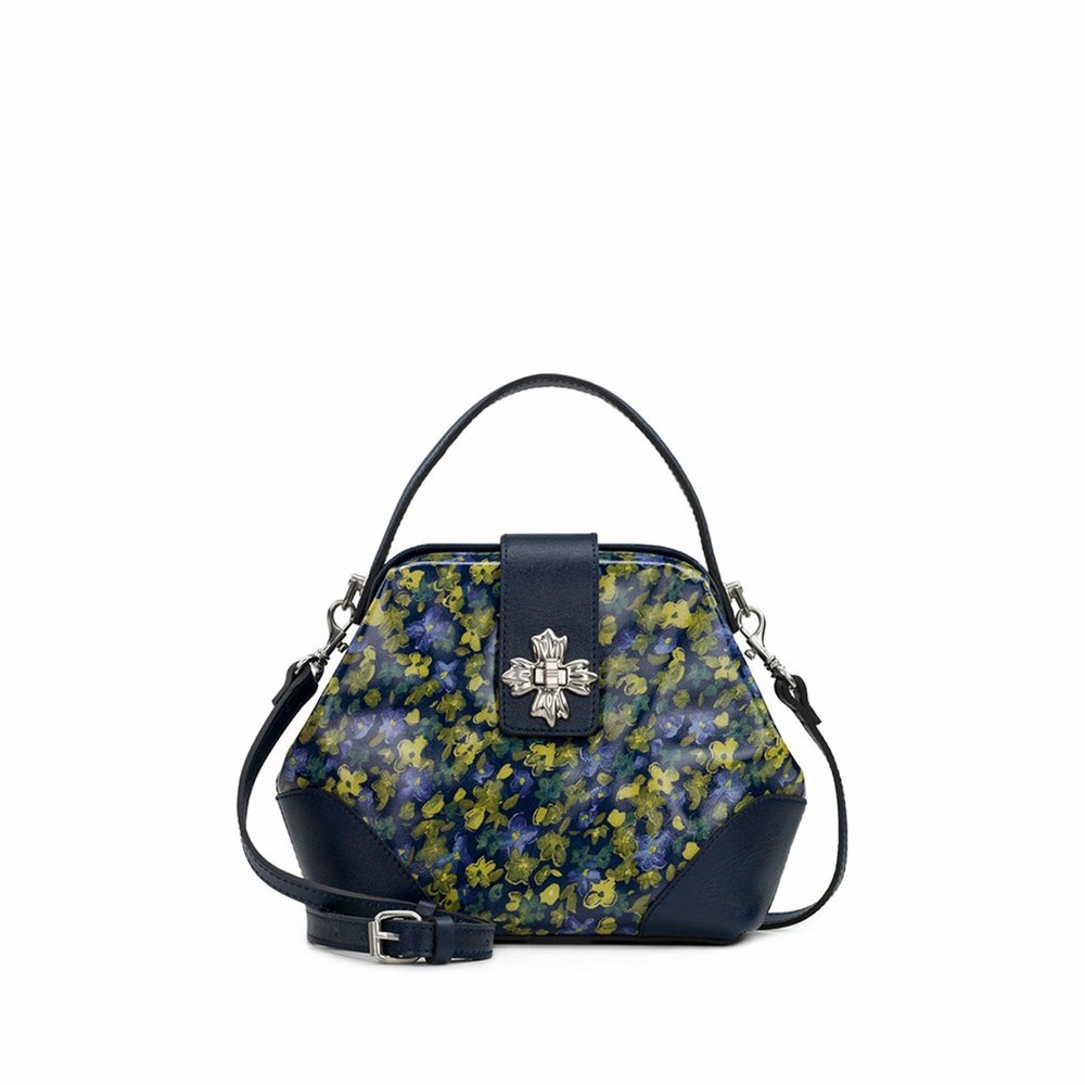 Blue Women\'s Patricia Nash Kettlewell Frame Top Handle Crossbody Bags | 47136TKZC