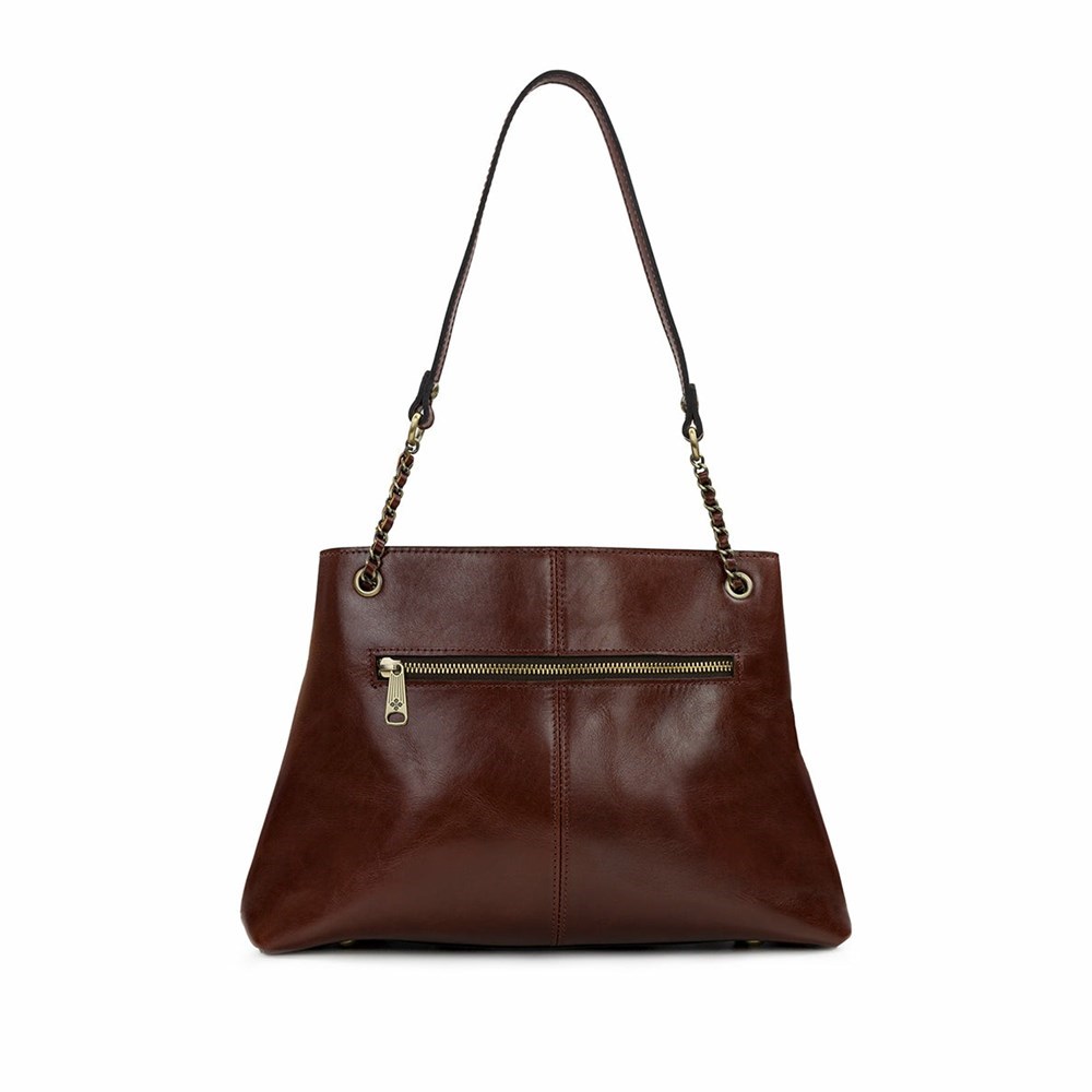 Brown Women's Patricia Nash Adele Chain Satchel Handbags | 51048SNJZ