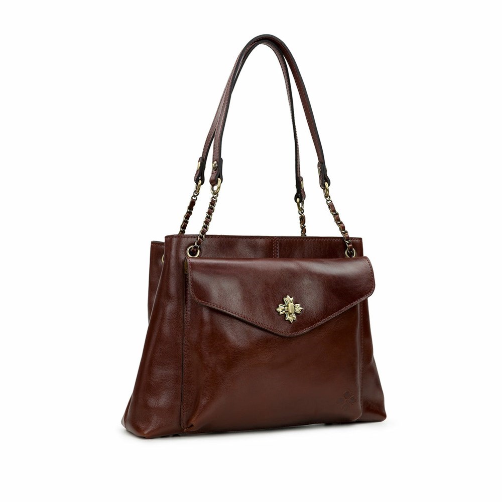 Brown Women's Patricia Nash Adele Chain Satchel Handbags | 51048SNJZ