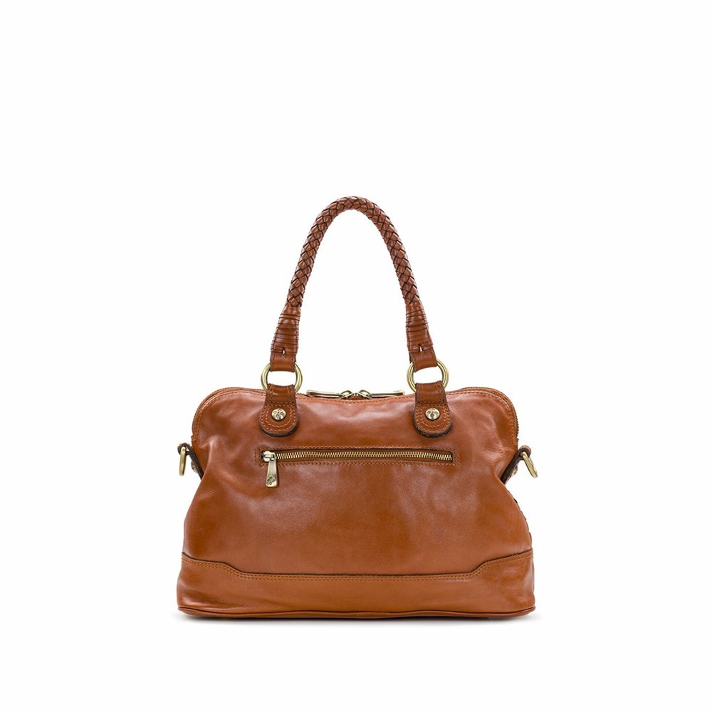 Brown Women's Patricia Nash Augusta Satchel Handbags | 74028KQWM