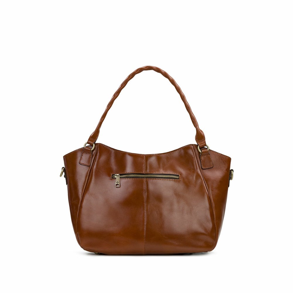 Brown Women's Patricia Nash Ellington Satchel Handbags | 09185ZKSW