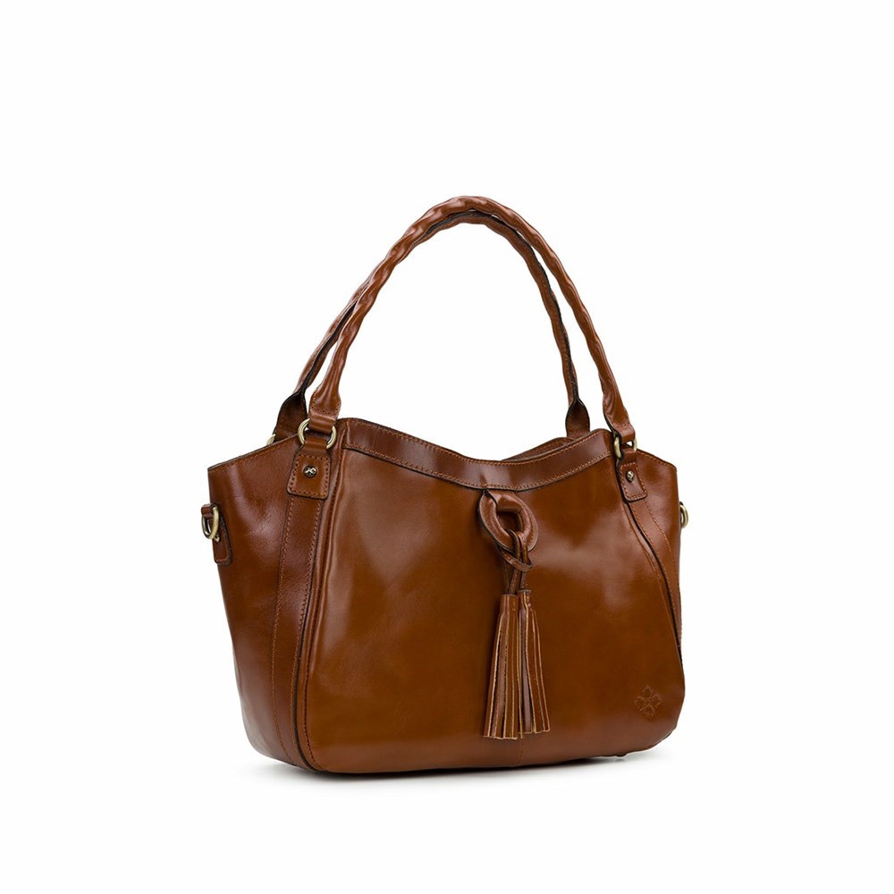 Brown Women's Patricia Nash Ellington Satchel Handbags | 09185ZKSW