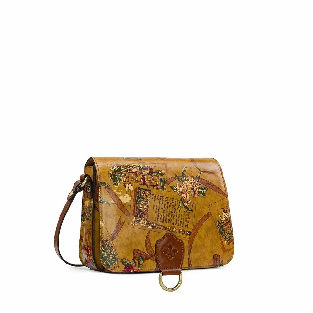 Brown Women's Patricia Nash Ilina Flap Crossbody Bags | 14073ICMP