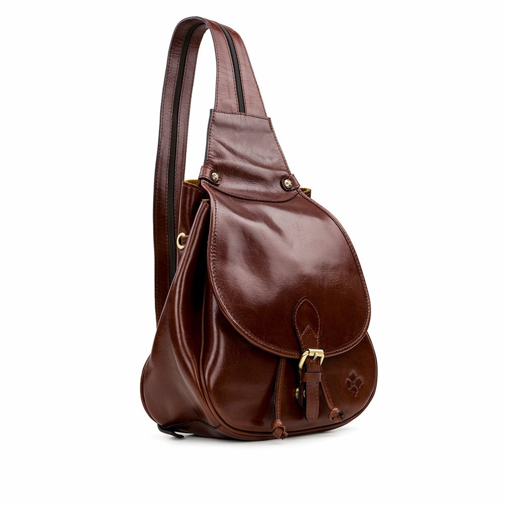 Brown Women's Patricia Nash Itala Saddle Sling Bag Backpacks | 73986NWTK