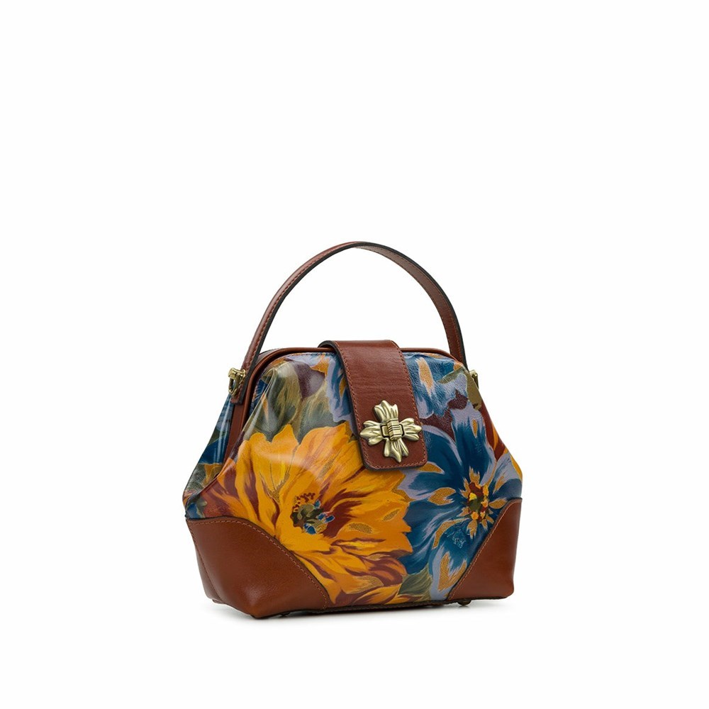 Brown Women's Patricia Nash Kettlewell Frame Top Handle Shoulder Bags | 48305GPLU
