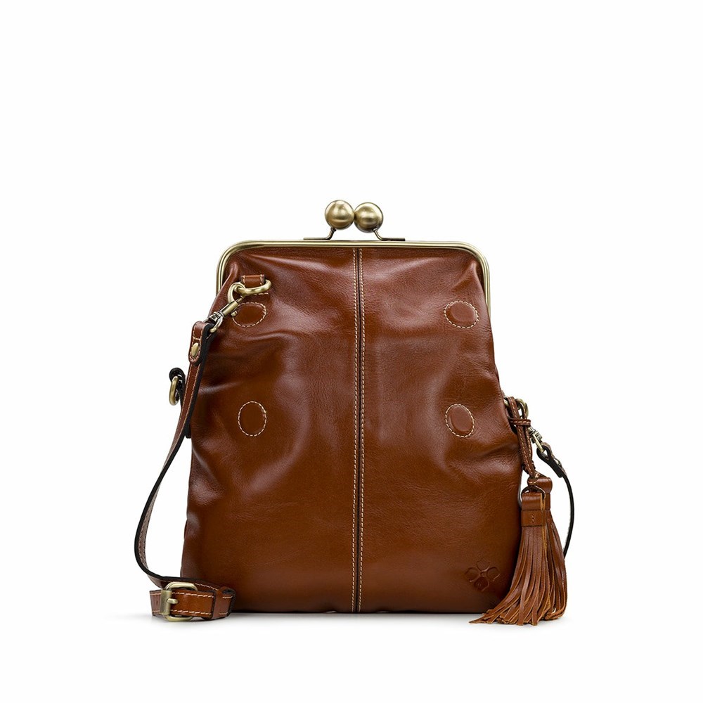 Brown Women's Patricia Nash Livata Kisslock Crossbody Bags | 23647FDYU