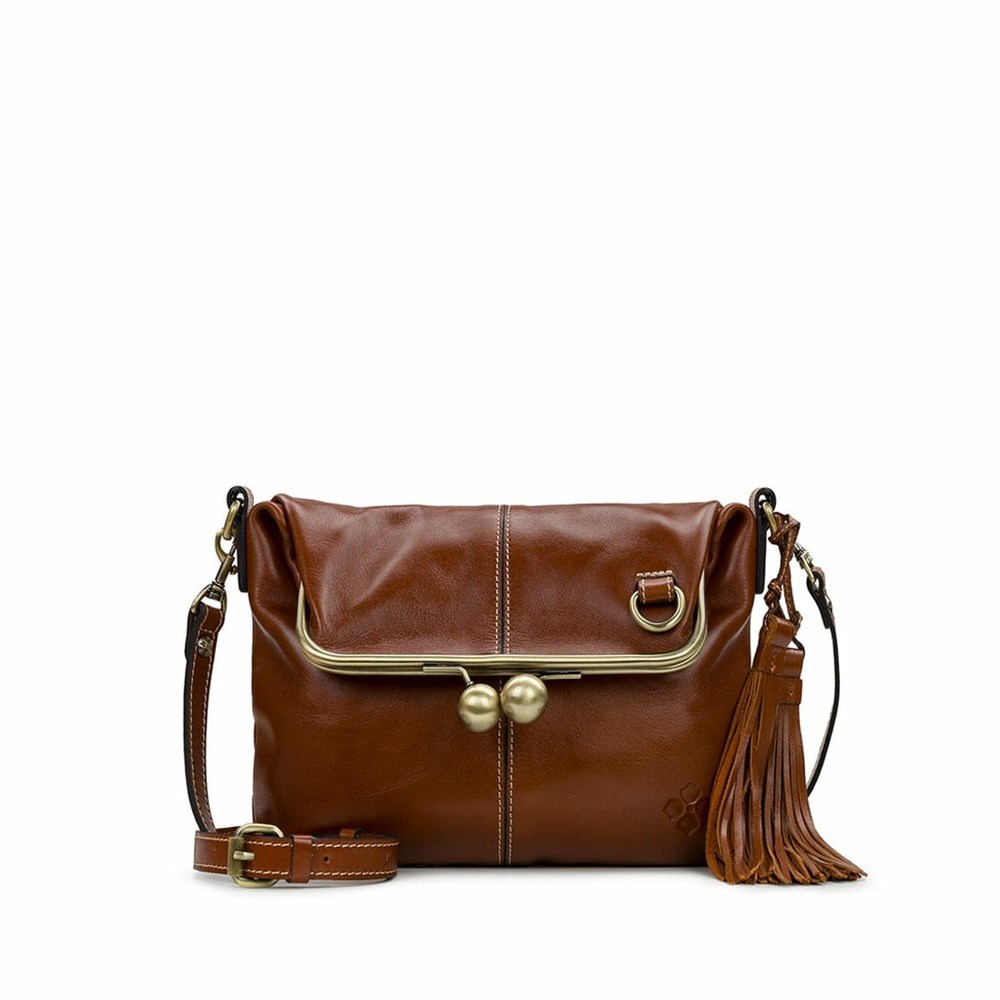 Brown Women\'s Patricia Nash Livata Kisslock Crossbody Bags | 23647FDYU