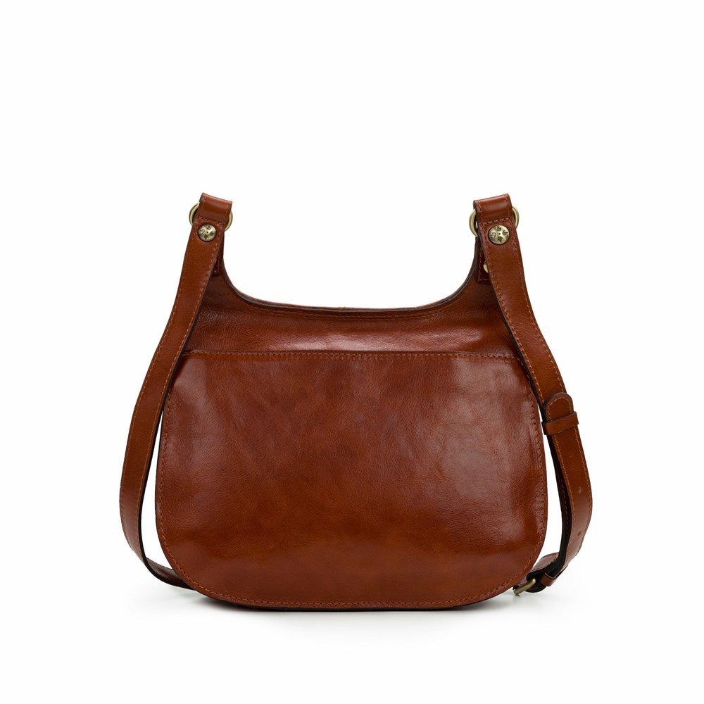 Brown Women's Patricia Nash London Saddle Bag Crossbody Bags | 14067DLUR