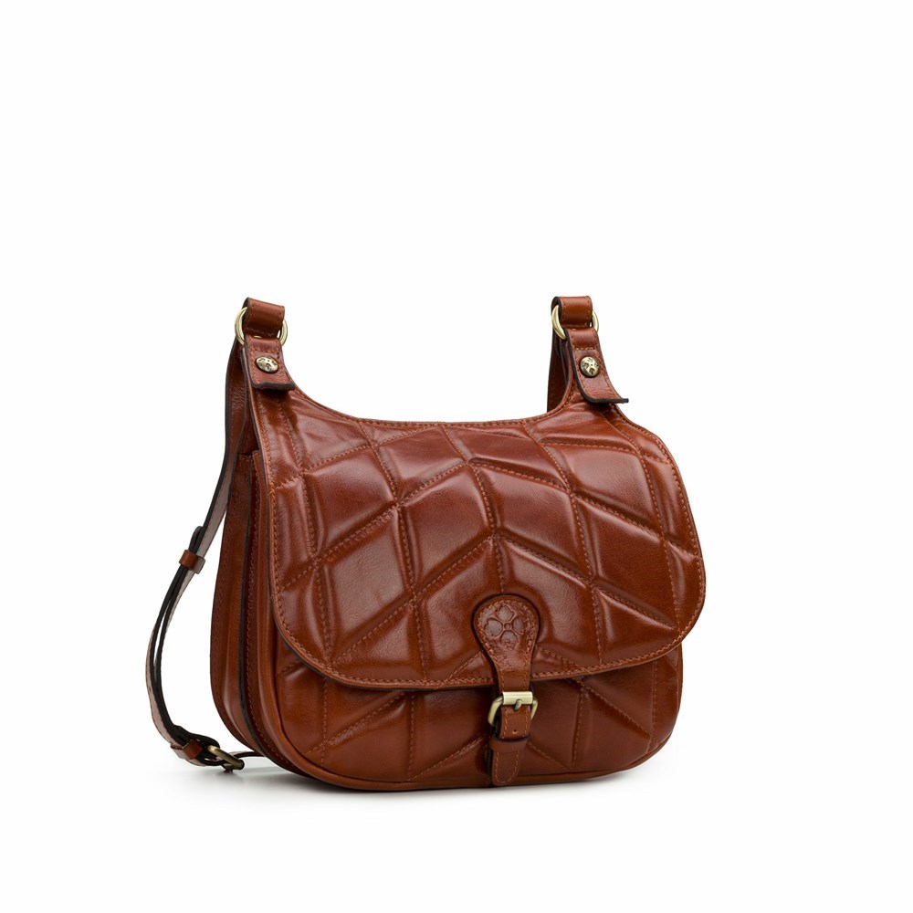 Brown Women's Patricia Nash London Saddle Bag Crossbody Bags | 14067DLUR