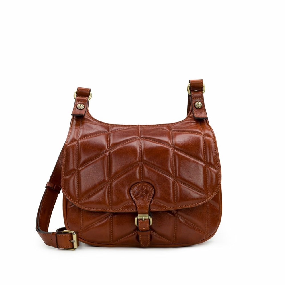 Brown Women\'s Patricia Nash London Saddle Bag Crossbody Bags | 14067DLUR