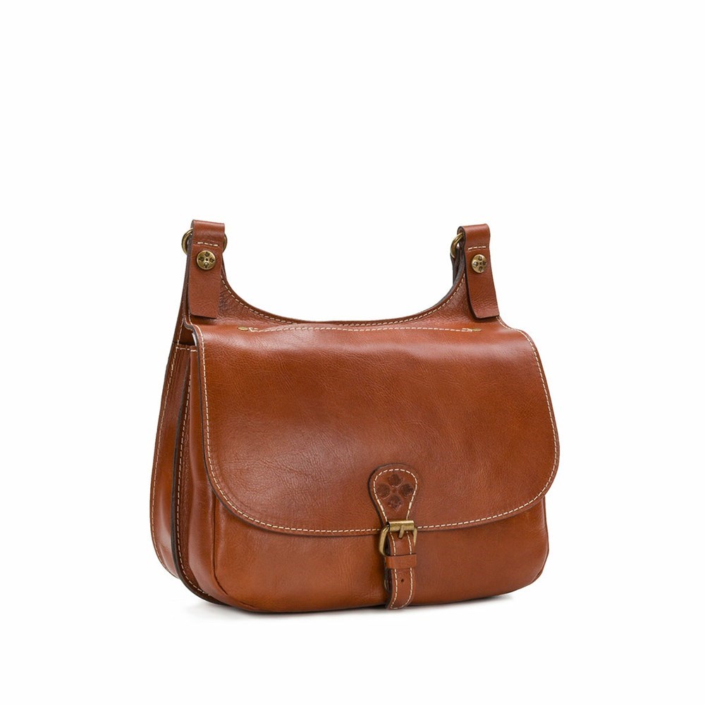 Brown Women's Patricia Nash London Saddle Bag Crossbody Bags | 52038TQVY