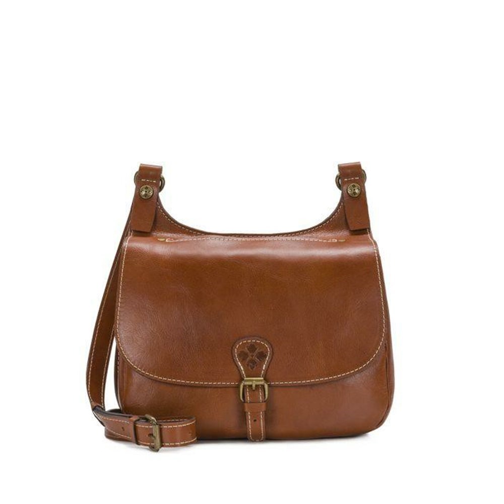 Brown Women\'s Patricia Nash London Saddle Bag Crossbody Bags | 52038TQVY