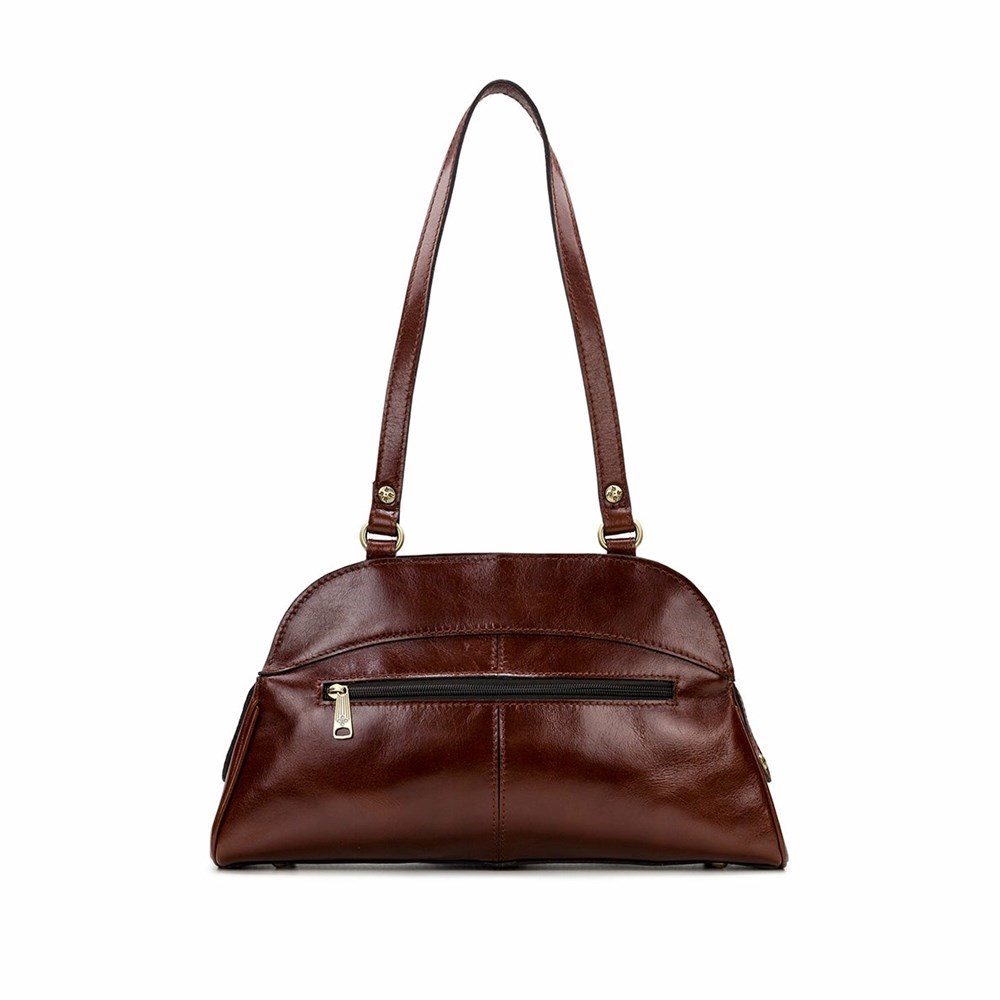 Brown Women's Patricia Nash Macellara Oval Satchel Handbags | 27853WSZT