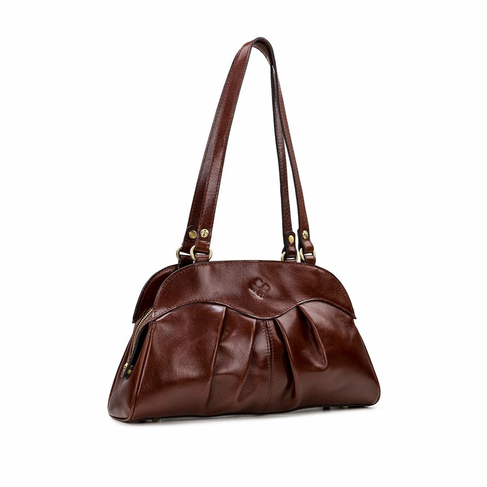 Brown Women's Patricia Nash Macellara Oval Satchel Handbags | 27853WSZT