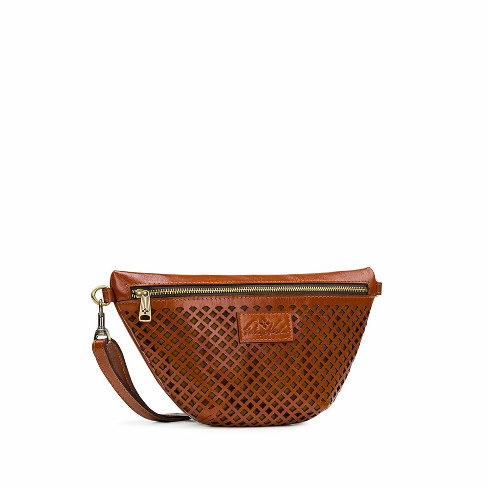 Brown Women's Patricia Nash Tinchi Belt Bag With Patch Crossbody Bags | 19762RQGX