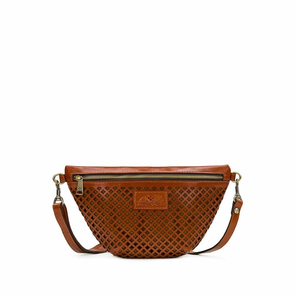 Brown Women\'s Patricia Nash Tinchi Belt Bag With Patch Crossbody Bags | 19762RQGX