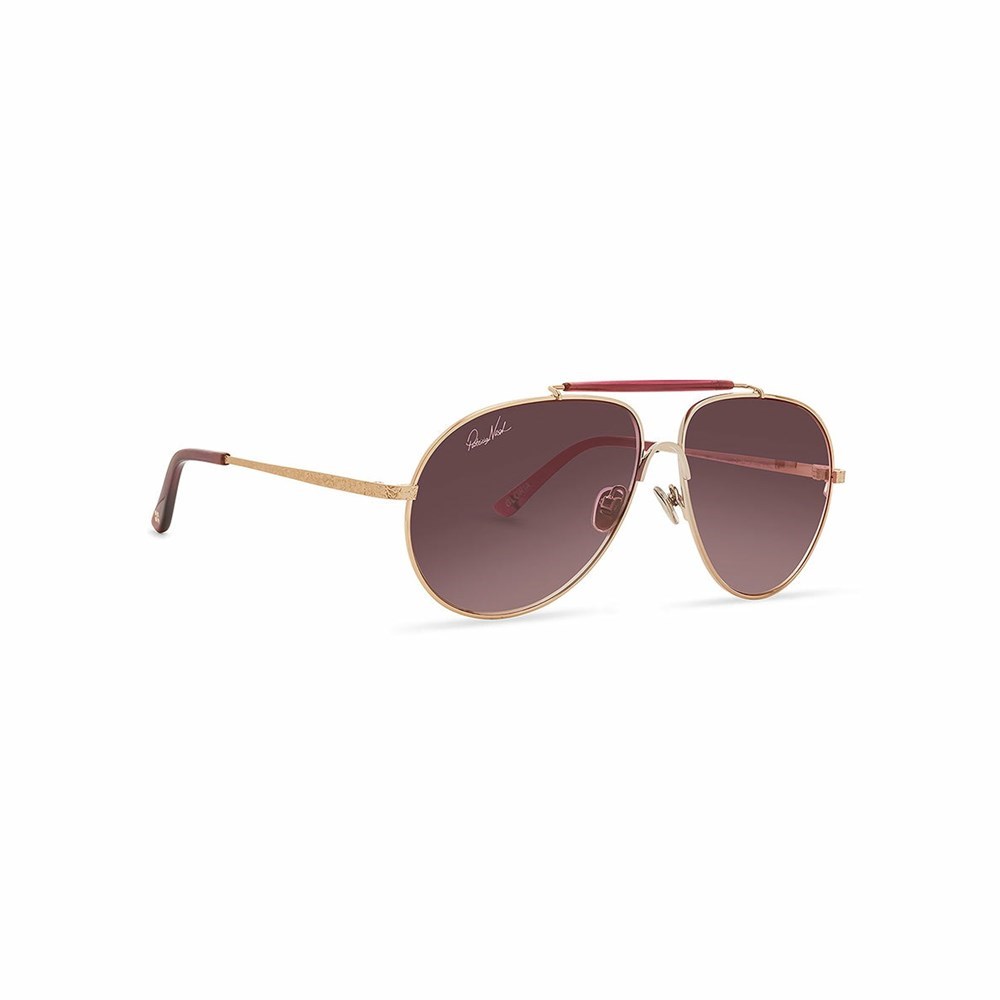 Burgundy Women's Patricia Nash Gloria Aviator Sunglasses | 06437CDLA