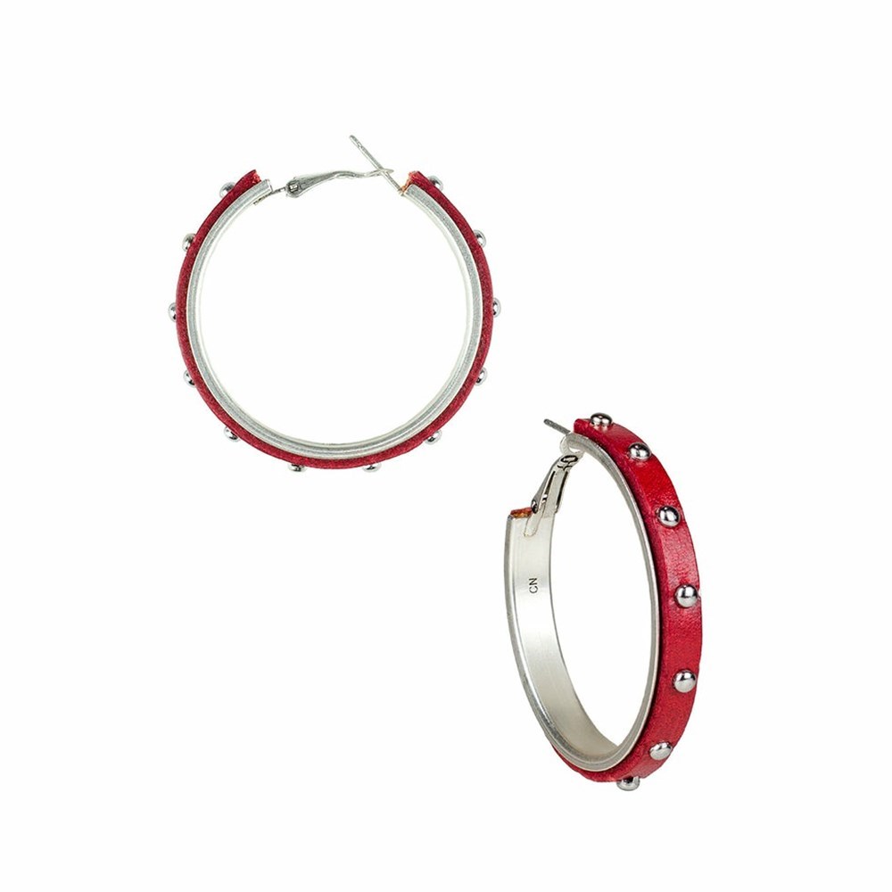 Deep Red Women\'s Patricia Nash Carlotta Studded Hoop Earrings | 36814OMPT