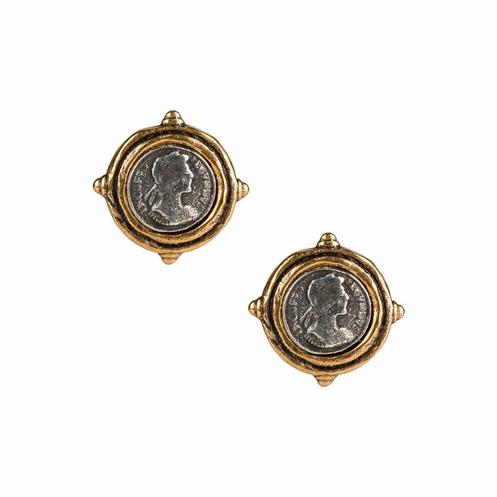 Gold / Silver Women\'s Patricia Nash Ancient Coin Stud Earrings | 62985LMFT