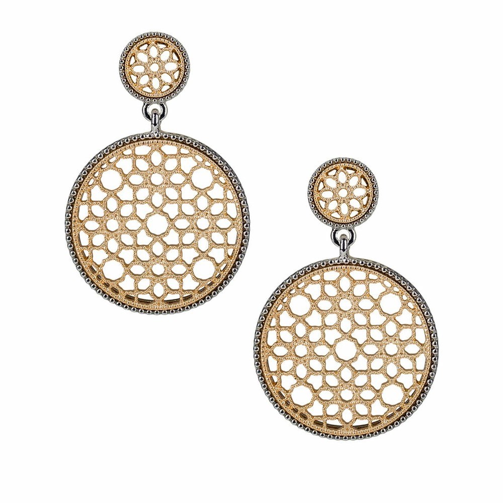 Gold / Silver Women\'s Patricia Nash Circle Drop Earrings | 31789POKW