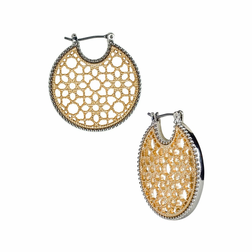 Gold / Silver Women\'s Patricia Nash Circle Post Earrings | 86234SHRV