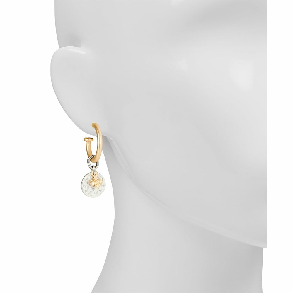 Gold / Silver Women's Patricia Nash Floret Drop Hoop Earrings | 78319JMOZ