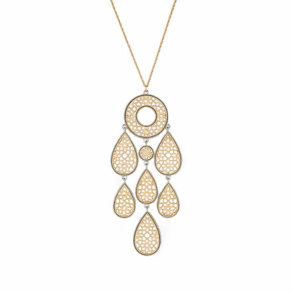 Gold / Silver Women\'s Patricia Nash Multi Tear Drop Pendant Necklaces | 10836TORP