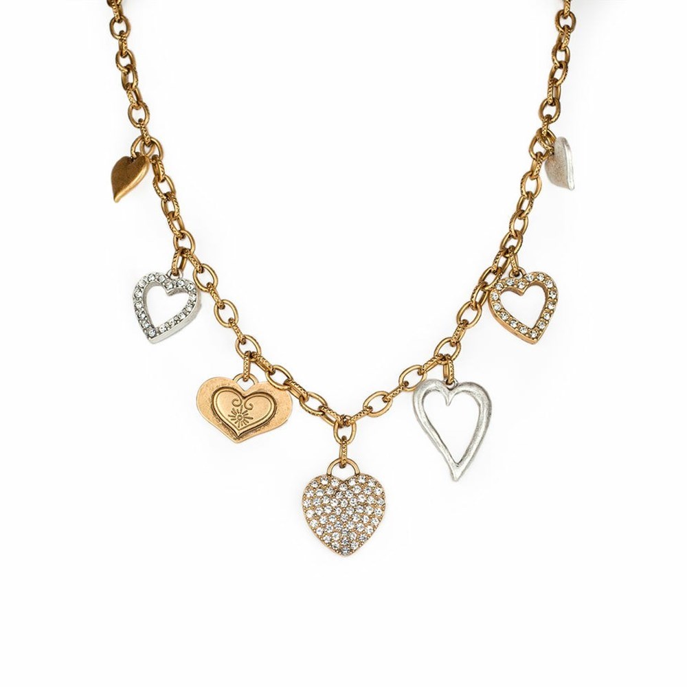 Gold / Silver Women\'s Patricia Nash Multi Heart Charm Necklaces | 47538QBJV