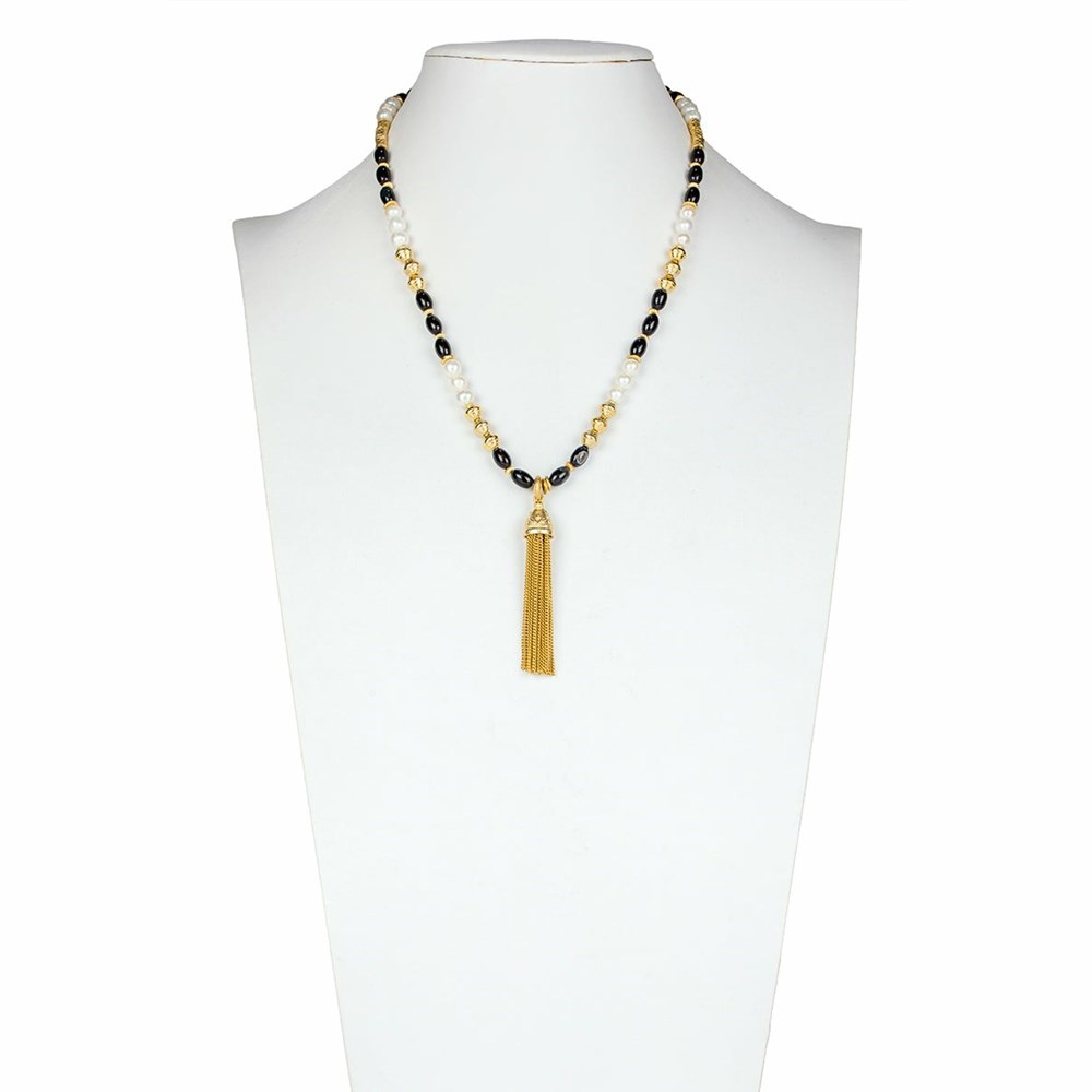 Gold Women's Patricia Nash Beaded Tassel Necklaces | 50471NEJK