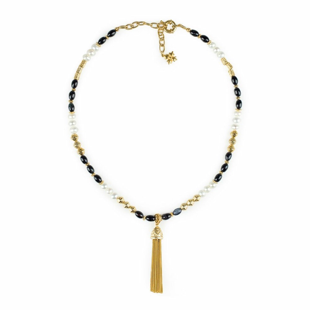 Gold Women\'s Patricia Nash Beaded Tassel Necklaces | 50471NEJK