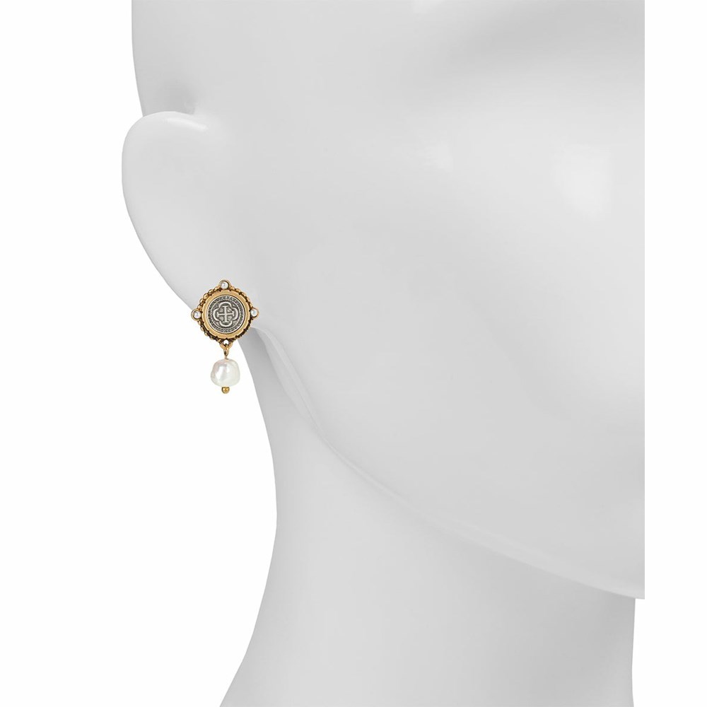 Gold Women's Patricia Nash Coin With Pearl Post Earrings | 56934NACL