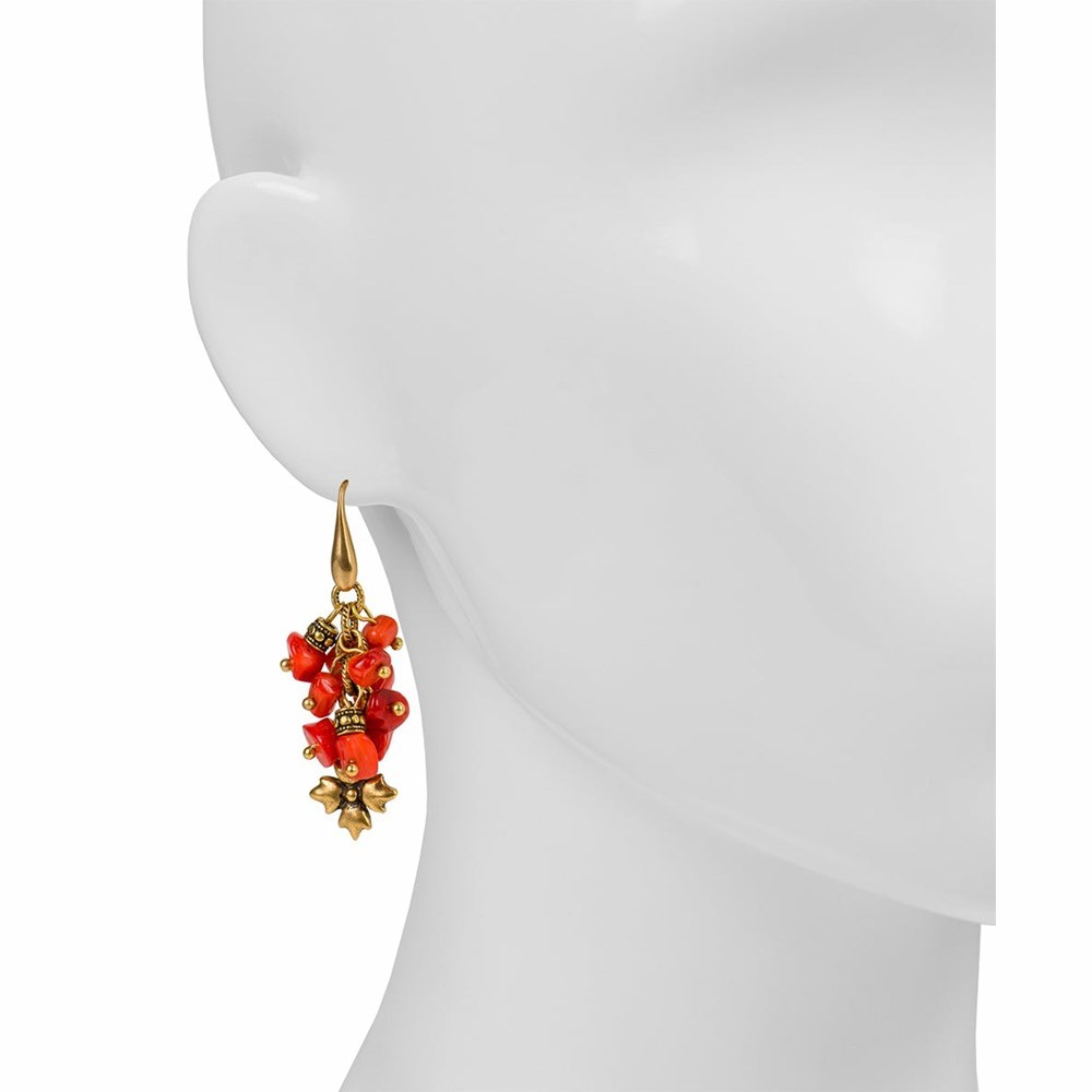 Gold Women's Patricia Nash Coral Cluster Drop Earrings | 80235ZROG