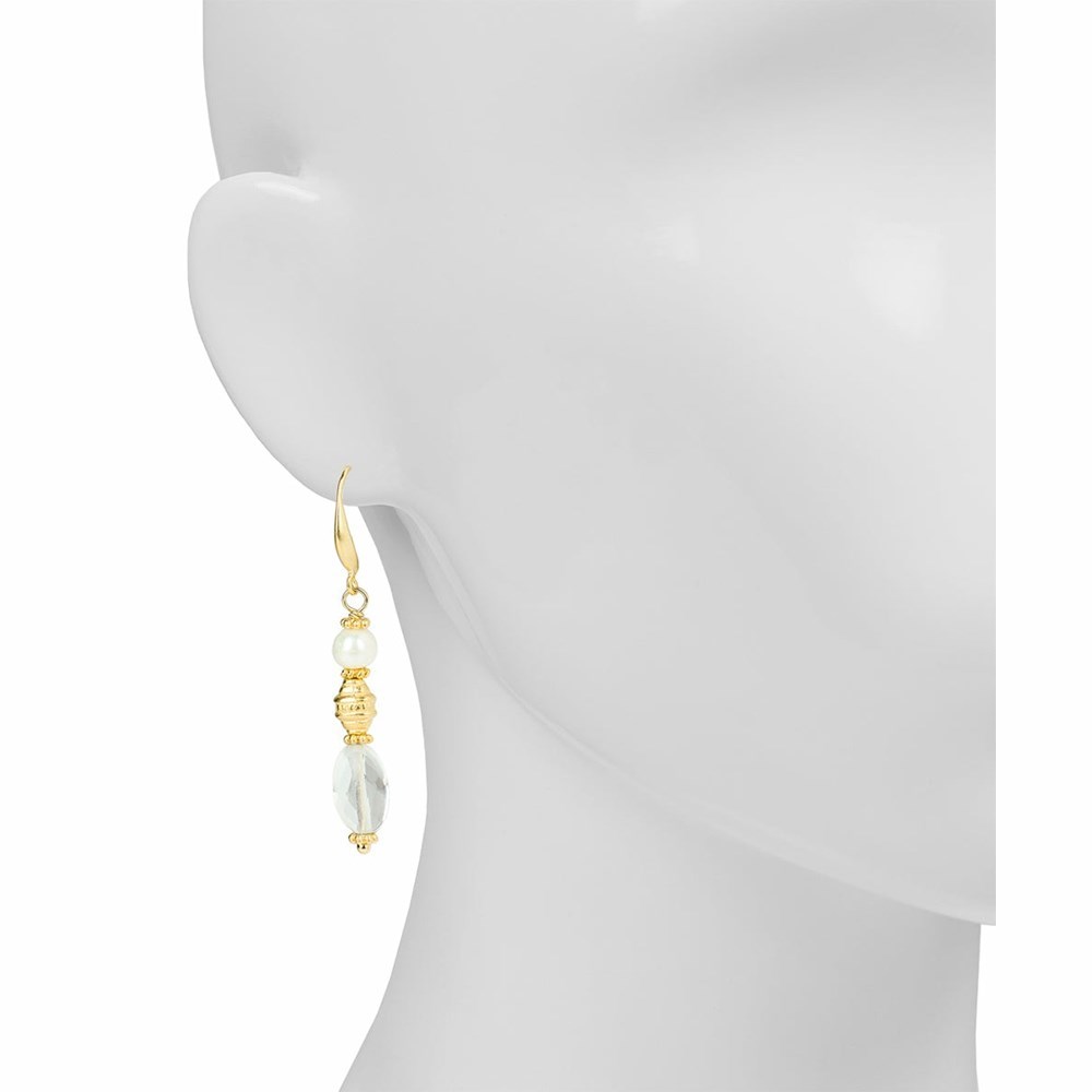 Gold Women's Patricia Nash Crystal and Pearl Dangle Earrings | 87905MFQR