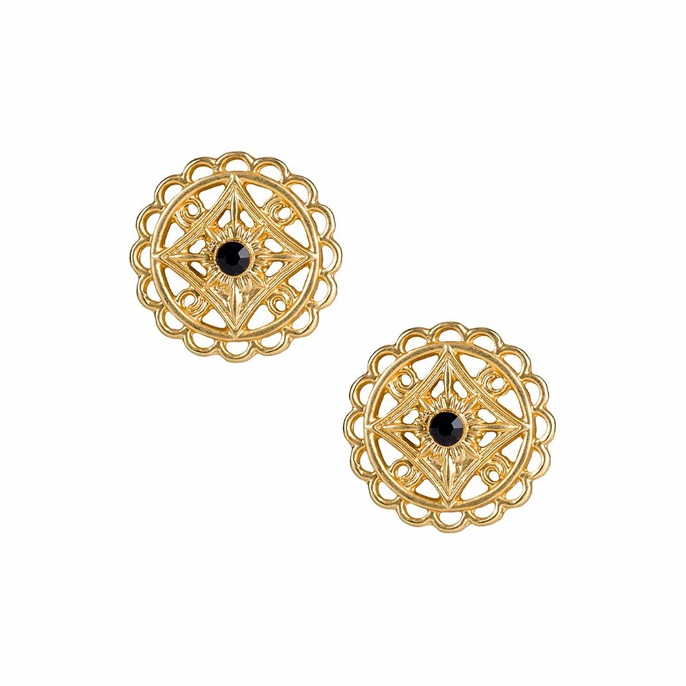 Gold Women\'s Patricia Nash Filigree Button Earrings | 37198RIMO