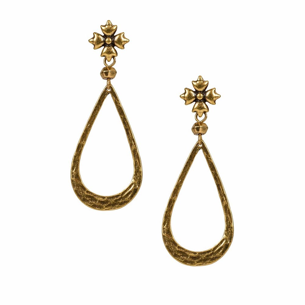 Gold Women\'s Patricia Nash Floret Post Teardrop Earrings | 45193CEAW