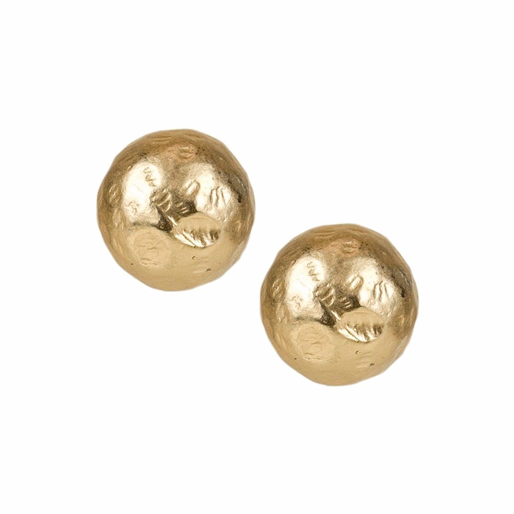 Gold Women\'s Patricia Nash Hammered Ball Stud Earrings | 48065SMHE