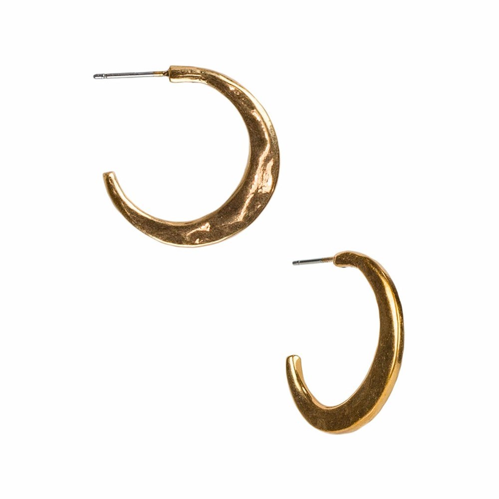 Gold Women\'s Patricia Nash Hammered Hoop Earrings | 10536PEDJ