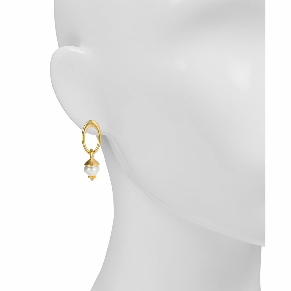 Gold Women's Patricia Nash Hammered Oval Ring With Pearl Post Earrings | 57246GTMV