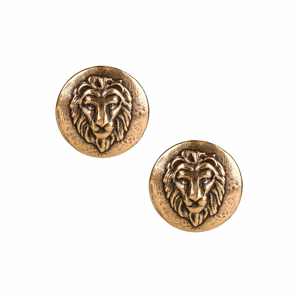 Gold Women\'s Patricia Nash Lion Head Post Earrings | 21579PSEN