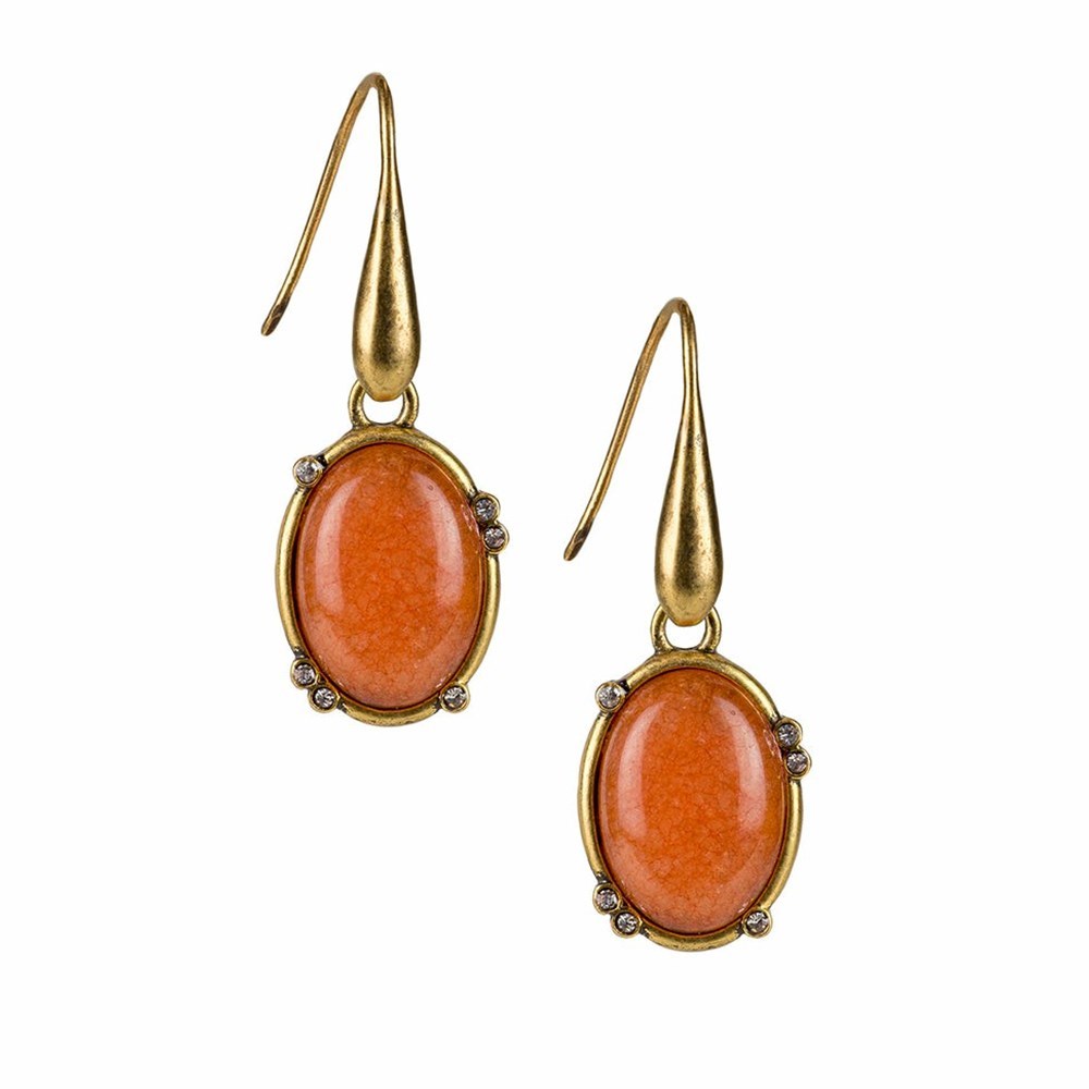 Gold Women\'s Patricia Nash Oval Coral Drop Earrings | 24187MECI