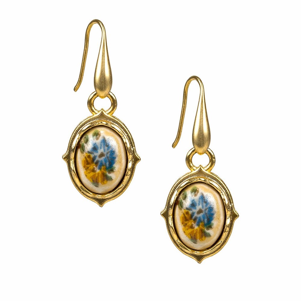 Gold Women\'s Patricia Nash Oval Drop Earrings | 87410IFOH