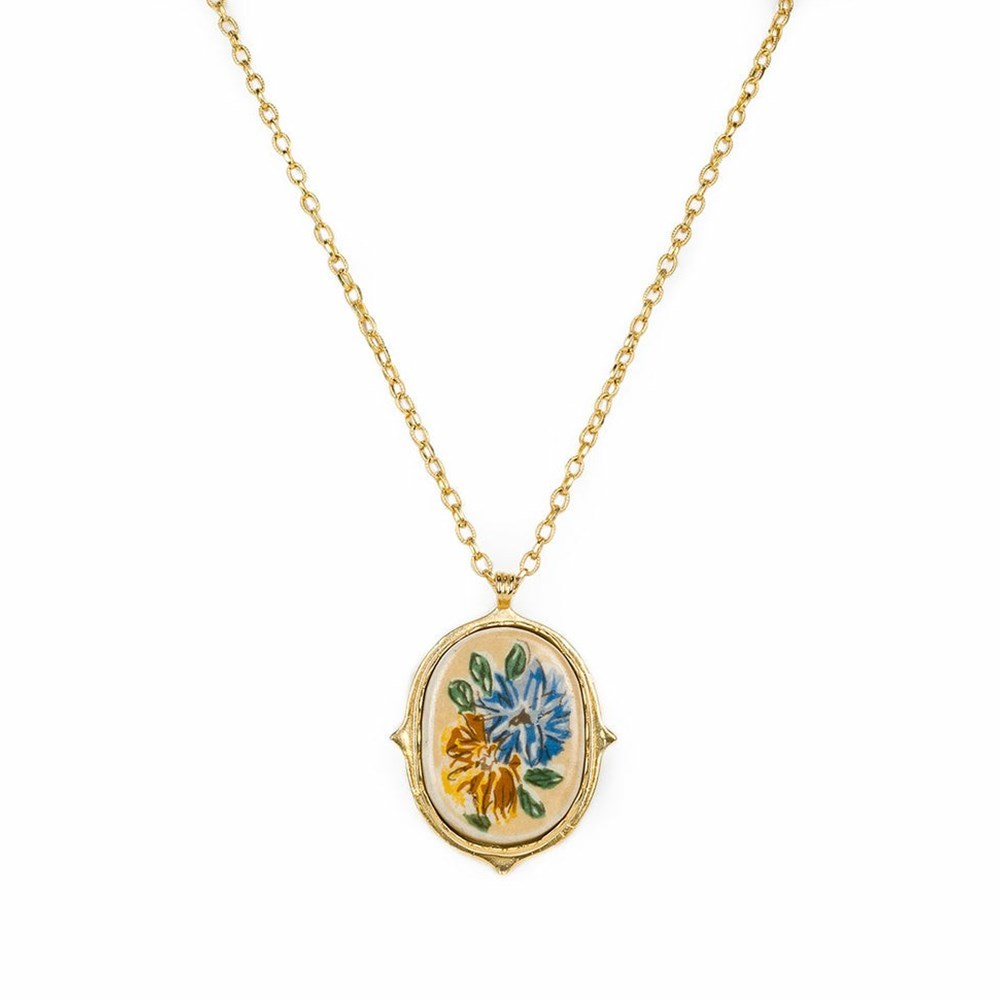 Gold Women\'s Patricia Nash Oval Pendant Necklaces | 82561DYTP